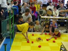 Children and walking robot